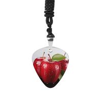 Red Apple Fruit Guitar Pick Necklace Exquisite Titanium Steel Personalized Necklaces Cool Pendant Necklaces Fashion Guitar Pick Holder Necklace Unique Gifts for Adult