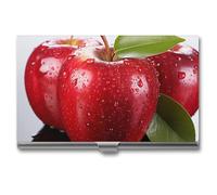 Red Apple Fruit Metal Business Card Case for Men Women Slim Pocket Purse Multi Wallet Professional Pocket Card Holder for Name Card Credit Card, style, One Size