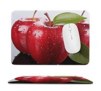 Red Apple Fruit Stitched Edge Mouse Pad