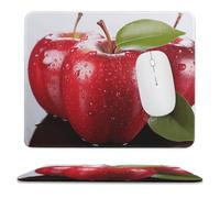 Red Apple Fruit Stitched Edge Mouse Pad