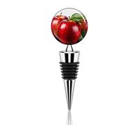 Red Apple Fruit Wine Stopper Zinc Alloy Beverage Bottle Stopper Reusable Leak Proof Wine Cork Cute Champagne Saver Decorative Bottle Sealer Plug Gift for Men Women