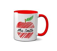 Red Apple Personalised Teacher Mug- Gifts Presents School Work Leaving Christmas Ceramic Handle Idea Heavy Duty Handle Dishwasher and Microwave Safe Quality Durable