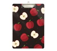 Red Apples Clipboard Acrylic Fashion Clipboard A4 Standard Size Clipboards Hardboard, A4 Letter Size 12.5 x 9 Inches Silver Clip