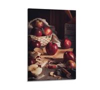 Red Apples Still Life Wall Art, Retro Print, Fruit Poster, Old - Fashioned Canvas Picture, Classic Decor for Living Room Bedroom Study Poster Decorative Painting Canvas Wall Posters And Art Picture Pr