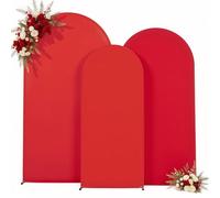 Red Arch Backdrop Cover 7.2ft 6.6ft 6ft Arch Cover Set of 3 Arch Covers Stretchy Backdrop for Wedding Party Baby Shower Birthday Photography Spandex Arch Stand Covers Backdrop Curtains Decor