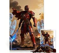 Red Armored Warrior with Energy Spear 1000 Piece Jigsaws for Adults Puzzle Mind Exercise Toy Family Bond Precision Cut Creative Gift (50x75cm)