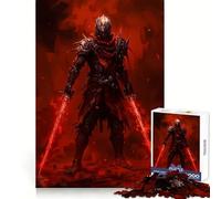 Red Armored Warrior with Glowing Swords 1000 Piece Jigsaw Puzzles for Adults Teenagers Solid Logic Toy Quiet Fun Precision Cut Santa Wish Pick (38x52cm)