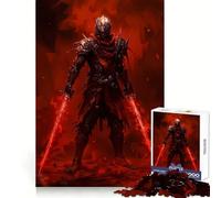 Red Armored Warrior with Glowing Swords 1000 Piece Jigsaws for Adults Puzzle Mind Exercise Toy Family Bond Precision Cut Creative Gift (50x75cm)