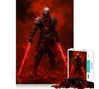 Red Armored Warrior with Glowing Swords 1000 Piece Jigsaws for Adults Puzzle Mind Exercise Toy Family Bond Precision Cut Creative Gift (50x75cm)