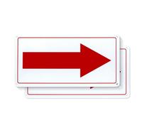 Red Arrow Sign Aluminium 30 x 15 cm Self-Adhesive Reflective Metal Safety Directional Sign Waterproof for Outdoor 2 Pack