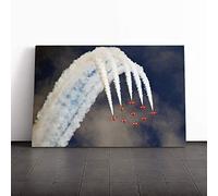 Red Arrows RAF Airshow Canvas Print | Gallery Wrapped 30mm Frame Wall Art | 24x16 inches | Ready to Hang | Contemporary Picture | Living Room Bedroom Lounge Office