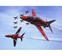 Red Arrows - RAF - formation - sky action shot - A3 poster - print - picture - art