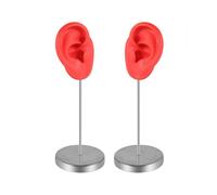 (Red) Artificial Ear Model Soft Silicone Left and Right Ear Mold for Acupunctures Training Practical Jewelry Display Props Yellow