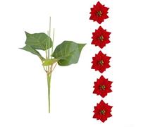 Red Artificial Flowers Bouquet Fake Silk Peony Hydrangea Stems Realistic Home Decor Wedding Centrepiece 17 Inch