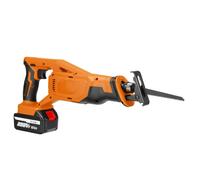 (Red, AU Plug) Li-ion Cordless Reciprocating Saw Rechargeable Electric Recip Sabre Saw W/ 4pcs Blade & 1pc Battery