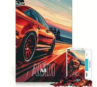 Red Audi A Speeding Hard Jigsaw Puzzle for Adults 1000 Pieces Mind Puzzle Calm Relax Art Assembly (50x75cm)