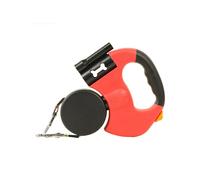 (Red) Automatic Retractable Leash Can Hold Two Pets at The Same Time with Flashlight Lighting Guidance System Reflective Rope