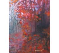Red Autumn Notebook - Wide Ruled Composition Notebook, 8.5" x 11", 120 pages, full-color cover art painted by illustrator Jason Behnke.