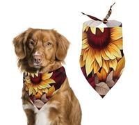 Red Autumn Sunflower Cute Dog Bandanna Scarf Printed Adjustable Triangle Pet Kerchief for Dogs And Cats