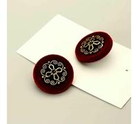 Red Autumn Winter Clothes Button Flocking Rose Velvet Plant Fluff Button Fashion Coat Knitwear Sweater Decor Buttons 6pcs-D2-23.0mm-6 Pieces