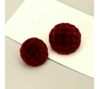 Red Autumn Winter Clothes Button Flocking Rose Velvet Plant Fluff Button Fashion Coat Knitwear Sweater Decor Buttons 6pcs-A2-20mm-6 Pieces