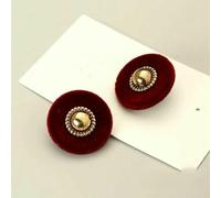 Red Autumn Winter Clothes Button Flocking Rose Velvet Plant Fluff Button Fashion Coat Knitwear Sweater Decor Buttons 6pcs-C1-18mm-6 Pieces