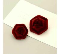 Red Autumn Winter Clothes Button Flocking Rose Velvet Plant Fluff Button Fashion Coat Knitwear Sweater Decor Buttons 6pcs-B2-22mm-6 Pieces