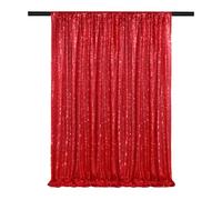 Red Backdrop Curtain for Christmas Party, 6x8FT Sparkly Sequin Fabric