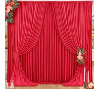 Red Backdrop Curtains for Wedding Parties, 4 Packs Red Backdrop Drapes Wrinkle Free Polyester Wedding Backdrop for Baby Shower Birthday Photo Home Party