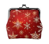 red Background Golden Snow Print Versatile Coin Purse Exquisite Mini Wallet Cute Change Pouch for Any Occasion