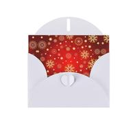 Red Background Golden Snow Printing Horizontal Love Buckle Pearl Paper Holiday Greeting Card With Envelopes For Friends, Family