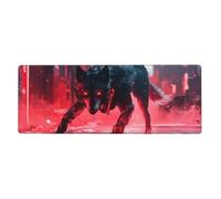 Red Background War Wolves Mouse Pad In Big Extended Non-Slip Rubber Base Mousepad With Stitched Edges Gaming Pc Desktop Large Mouse Pad 11.8x31.5
