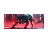 Red Background War Wolvesfloral Print Mousepad Laptop Keyboard Mat Large Mouse Pad With Stitched Edges Long Non-Slip Rubber Base Spring Desk Pad For Office Home Desk Decor, 31.5" X 11.8"