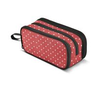Red Background White Dots Pencil Case Boys Girls Pen Bag Pouch School
