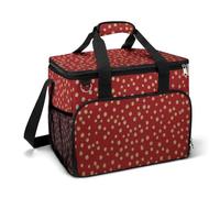 Red Background with Golden Spots Camping Cooler Bag Insulated Beach Coolers Portable Leak Proof Bags with Shoulder Strap