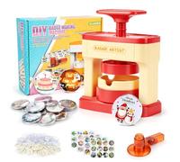 Red Badge Maker, 55mm(2.16 inch) Badge Making Kits Machine for Parents | DIY Creative Handcraft Set | 48pcs Parts, Pictures Pin Badge Maker for Adults Craft, Events Planners Personalised Gifts