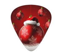 Red Ball Xmas Printed Guitar Picks 12-Piece Set - Comfortable, Versatile Plectrum for All Guitar Styles & Players