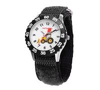 Red Balloon Construction Site Kid's Stainless Steel Time Teacher Children's Quartz Watch with White Dial Analogue Display and Black Nylon Strap W000330