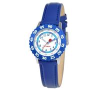 Red Balloon Kids Quartz Watch with White Dial Time Teacher Display and Blue Leather Strap W000177