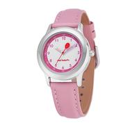 Red Balloon Kids Quartz Watch with White Dial Time Teacher Display and Pink Leather Strap W000196