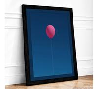 Red Balloon Minimalist Framed Wall Art Print A4 Black