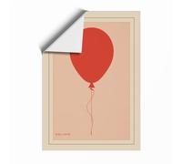 Red Balloon Rising Minimalist Unframed Wall Art Print A4 (29.7×21cm), Wall Decor for Living Room, Bedroom, Office & Home, Art Gift