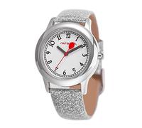 Red Balloon Tween Stainless Steel Children's Quartz Watch with White Dial Analogue Display and Silver Leather Strap W000352