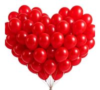 Red Balloons 100 Pack, 12 Inches Latex Balloon Decorations with 2 Rolls Balloon Ribbon for Birthdays, Party, Wedding, Anniversary, Baby Shower, Engagement, Proposal for Girls and Women