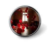 Red Balloons in The Room Badges Decorative, Durable Aluminum Alloy Round Badge, Lightweight Button Brooch for Shirts, Jackets, Hats, Uniforms 1"