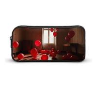 Red Balloons in The Room Pencil Case Large Capacity, Minimalist Pencil Pouch, Lightweight & Durable Small Storage Bag for Office Supplies Organizer