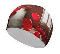 Red Balloons in The Room Swim Cap for Adult, Elastic Fabric Swimming Cap, Comfortable Bathing Cap for Long & Short Hair