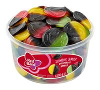 Red Band Zombie Smile Fruit Gum and Liquorice Smiley Faces 1200g Tub 100 pieces