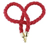 Red Barrier Ropes with Gold Plated Stainless Steel Snap Hooks, Queue Divider Crowd Control Hemp Rope for Hotel Concerts Theater Shop