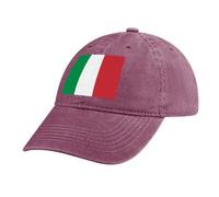 Red Baseball Cap for Men Women, Flag Golf Caps Dad Hat, Comfortable Adjustable Denim Cotton Caps with Sweatband Inside, Casual Italy Flag Summer Sun Hat Unisex